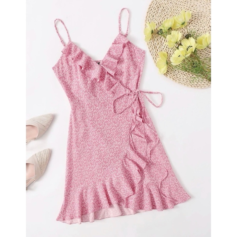NWOT pink tank top floral print flowy dress